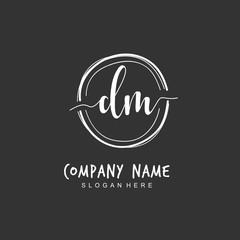 Handwritten initial letter D M DM for identity and logo. Vector logo template with handwriting and signature style.