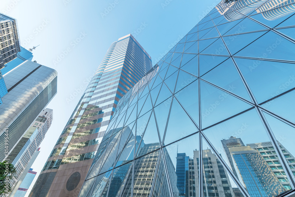 Poster Exterior of modern architecture in downtown. Building abstract background