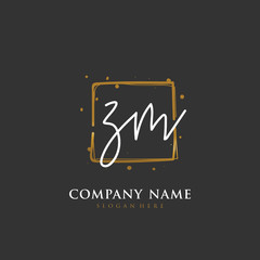 Handwritten initial letter Z M ZM for identity and logo. Vector logo template with handwriting and signature style.