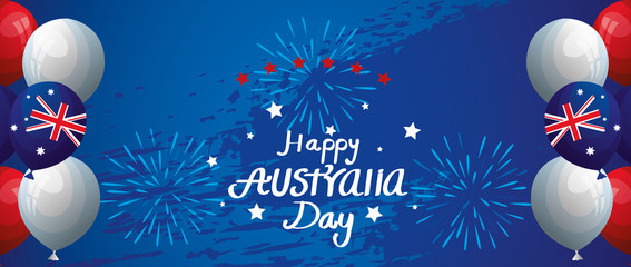happy australia day with balloons helium decoration vector illustration design © Gstudio