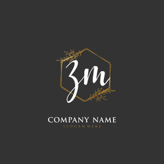 Handwritten initial letter Z M ZM for identity and logo. Vector logo template with handwriting and signature style.