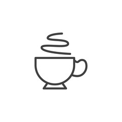 Coffee cup with steam line icon. linear style sign for mobile concept and web design. Hot tea cup outline vector icon. Breakfast symbol, logo illustration. Vector graphics