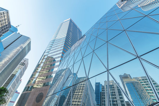 Exterior Of Modern Architecture In Downtown. Building Abstract Background