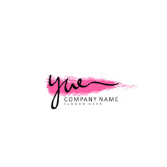 Initial YW handwriting logo of initial signature, make up, wedding, fashion, with watercolor brush stroke template - obrazy, fototapety, plakaty