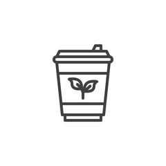 Disposable tea cup line icon. linear style sign for mobile concept and web design. Herbal tea cup outline vector icon. Coffee shop symbol, logo illustration. Vector graphics