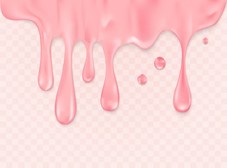 Pink frosting dripping horizontal border transparent vector background.   Modern fashionable design for cover, invitation, placard, brochure, cosmetic packaging, card, invitation and other.