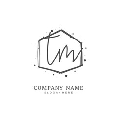  Handwritten initial letter T M TM for identity and logo. Vector logo template with handwriting and signature style.