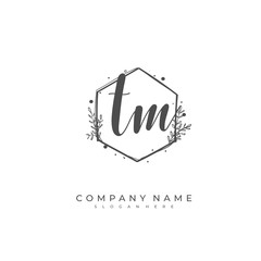  Handwritten initial letter T M TM for identity and logo. Vector logo template with handwriting and signature style.