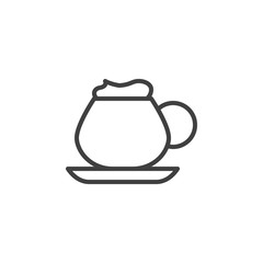 Coffee mug with foam line icon. linear style sign for mobile concept and web design. Frappe drink cup outline vector icon. Symbol, logo illustration. Vector graphics