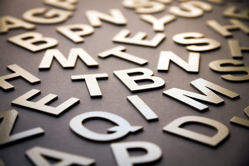 Mixed letters pile closeup photo