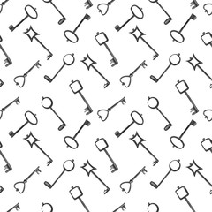 watercolor key vintage on white background seamless pattern illustration for design