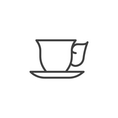 Vintage cup of tea line icon. linear style sign for mobile concept and web design. Coffee cup with saucer outline vector icon. Cafe symbol, logo illustration. Vector graphics