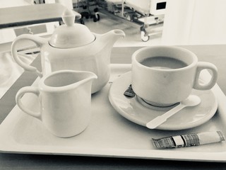 cup of tea table in cafe