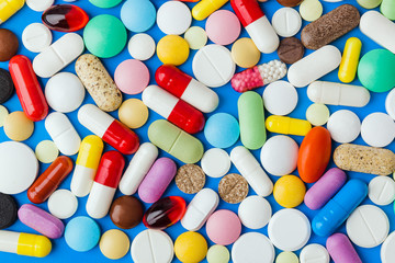 Heap of pills - medical background