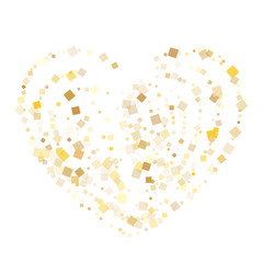 Chaotic gold confetti sequins tinsels scatter on white. Chic holiday vector sequins background. Gold foil confetti party pieces graphic design. Overlay sparkles party background.