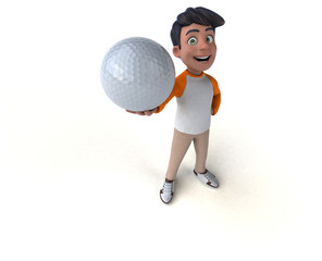 Fun 3D cartoon Asian teenager .