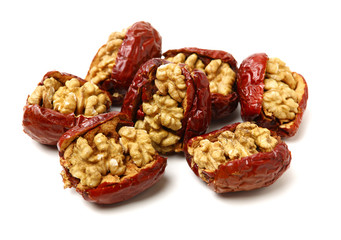 Jujube walnut on white background