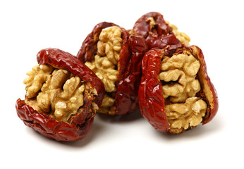 Jujube walnut on white background