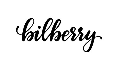 Fototapeta premium Beautiful cartoon black and white lettering text bilberry. design for holiday greeting card and invitation of seasonal summer holidays, beach parties, tourism and travel.