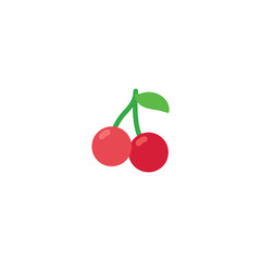 Cherry Berry Flat Vector Icon. Isolated Red Cherry Berry Illustration Symbol - Vector