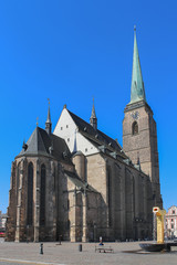 Fototapeta na wymiar View of Pilsen St. Bartholomew’s Cathedral