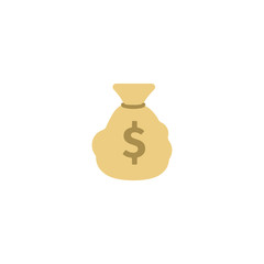 Money Bag Flat Vector Icon. Isolated Money Bag, Purse, Sack, Wallet Illustration - Vector