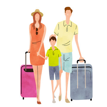 Illustration material: family, travel, summer
