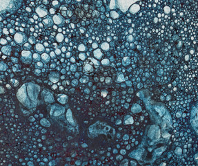 Watercolor painting of pebbles in blue