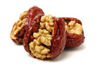 Jujube walnut on white background
