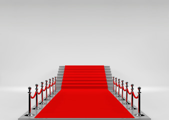 Red carpet on marble stair.