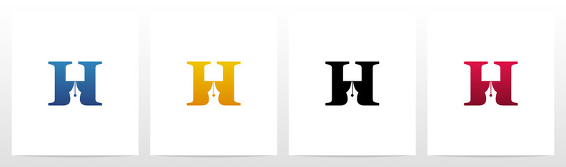 Pen Head On Letter Logo Design H