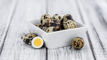 Quail Eggs (selective focus; detailed close-up shot)