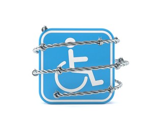 Handicap symbol with barbed wire