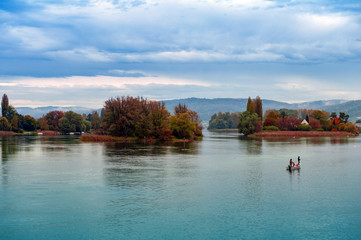 Fototapeta na wymiar Scenic view of the Rhine River in Stein Am Rhein, Schaffhausen, Switzerland