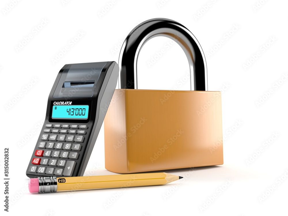 Sticker Padlock with calculator and pencil