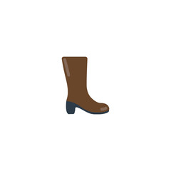 Womans Boot Flat Vector Icon. Isolated Women Winter Footwear, Leather Boot Illustration - Vector