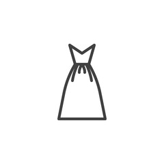 Wedding Dress line icon. linear style sign for mobile concept and web design. Bride's dress outline vector icon. Symbol, logo illustration. Vector graphics