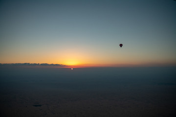 sunrise and hot air balloon
