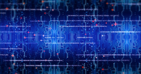 Futuristic Circuit Board Technology Illustration Render With Bokeh Effects - Technology Related Concept