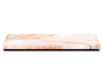 Empty marble table floor on white background. For your products. 