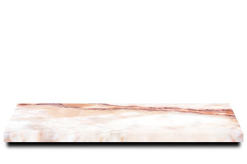 Empty marble table floor on white background. For your products. 