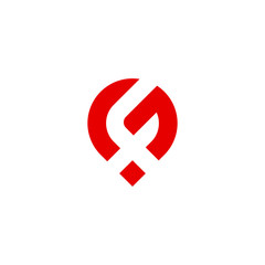 Pin location letter FG logo design