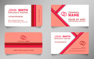 Stylish business card minimal idea vector templates set. Simple business card graphic design with place for logo, employee's name, position, mobile number, website and company office address.