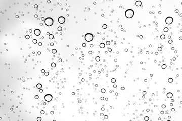 Rain drops on window glasses surface Natural Pattern of raindrops. Natural pattern of raindrops on white background for your design.