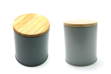 circle metal box isolated on white background