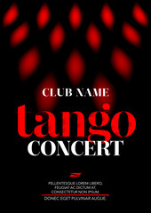 Vertical tango concert template with black background, color graphic elements and text.  - obrazy, fototapety, plakaty