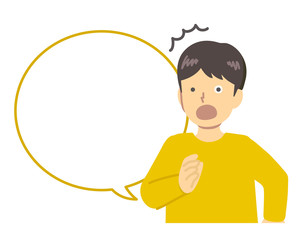   驚く黄色い服を着た男の子