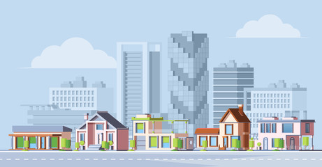Urban city landscape colorful flat vector illustration