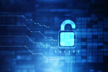 2d illustration Safety concept: Closed Padlock on digital background