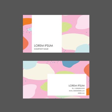 Creative and pastel memphis pattern vizit card design, Clean busines card, Contact card and name card design template